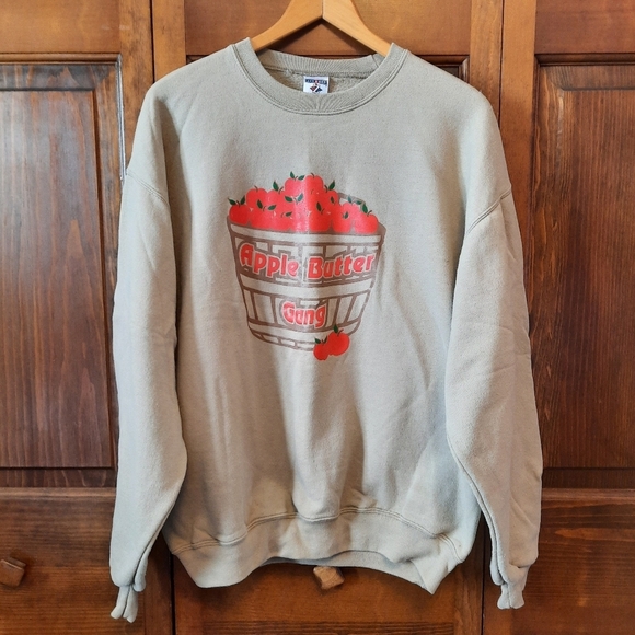 Jerzees Tops - Jerzees Cotton Blend "Apple Butter Gang" Tan Graphic Crewneck Sweatshirt Size L